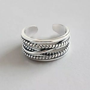 NEW•Silver 925 Twisted Rope Open style ring OS